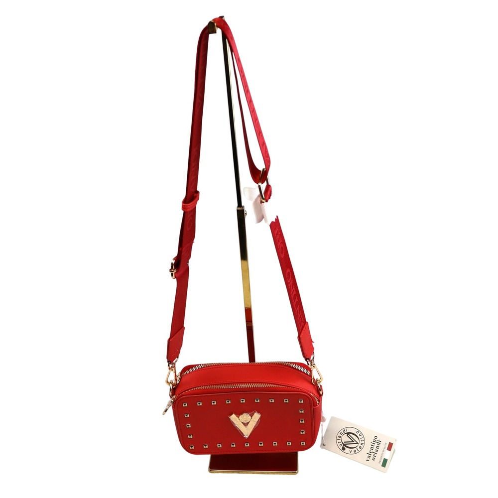 Valentino Orlandi Womens Camera Bag Red Studded V-Logo V-3003